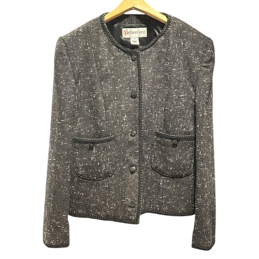 Vintage Peabody House Textured Tweed Wool Business Blazer Jacket Fully Lined 12